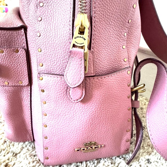 Coach Campus Rose Pink Pebble Leather Back with Gold Rivets - Picture 6 of 11